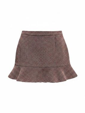 LOFT Red Speckled Ruffle-Hem Mini Skirt